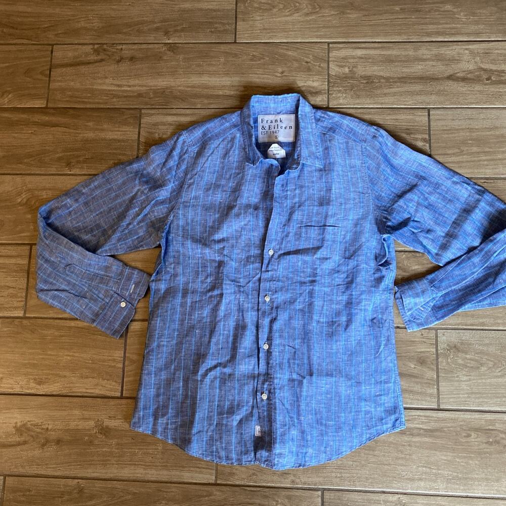 Frank & Eileen Mackenzie Shirt Size Large Womens 100% Linen Button